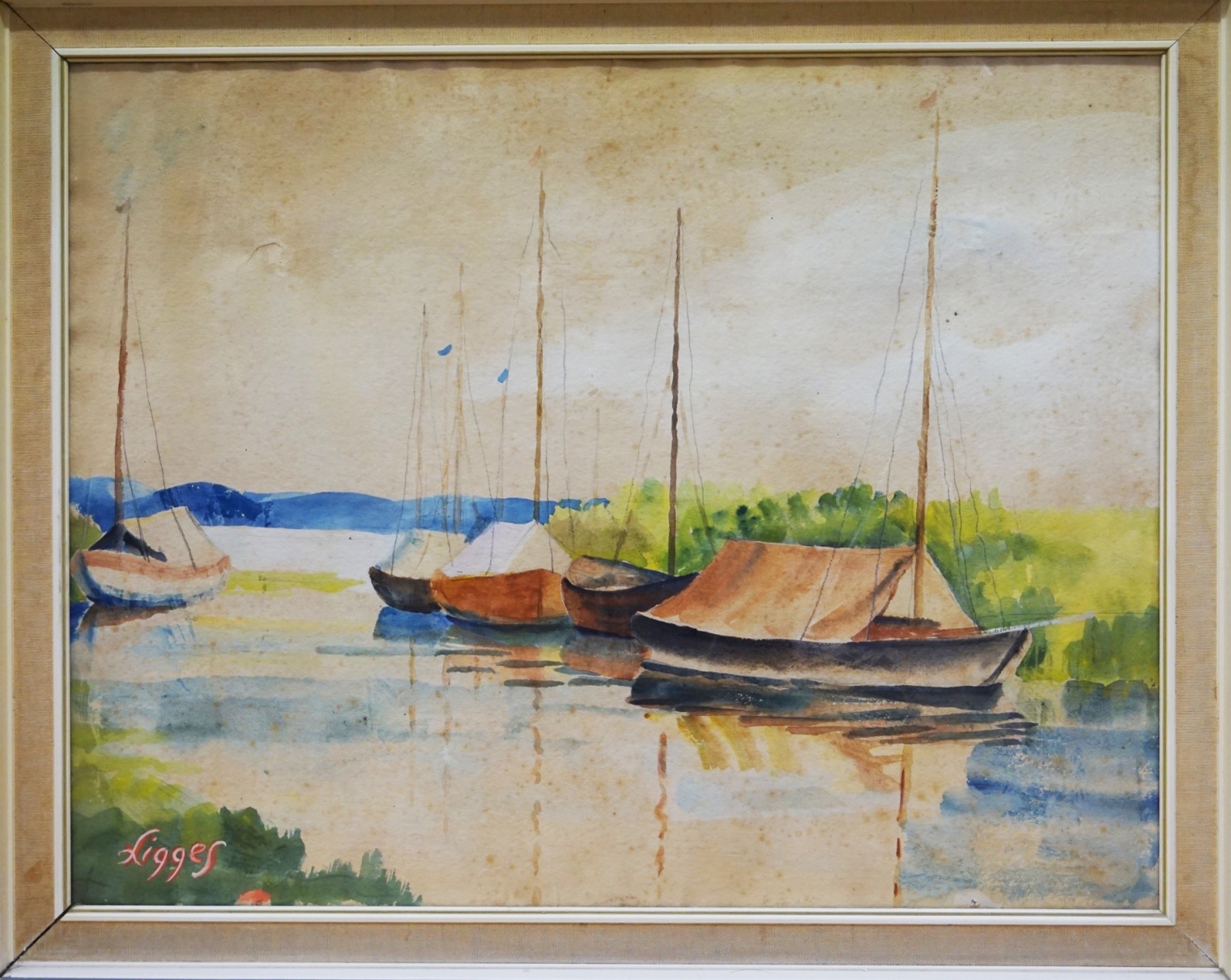 Georg Ligges, 1886 – 1944 Segelboote Aquarell, 49 x 59, Datum unbekannt