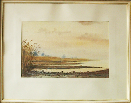 Rettberg Hermann, Abend am Bodensee, Aquarell auf Papier, 31 x 45 cm, Enstehungsdatum unbekannt