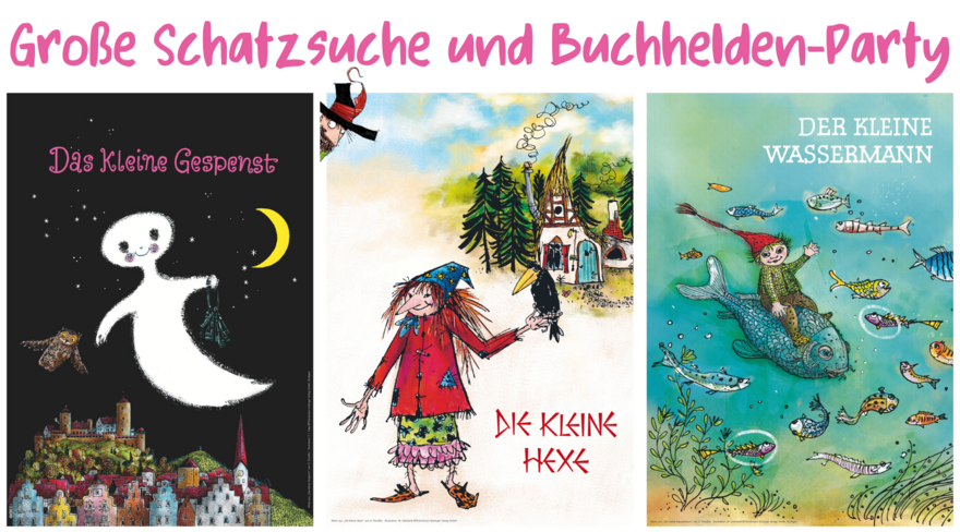 Das Bild zeigt die Bücher von Otfried Preußler: Das kleine Gespenst, Die kleine Hexe und der kleine Wassermann
